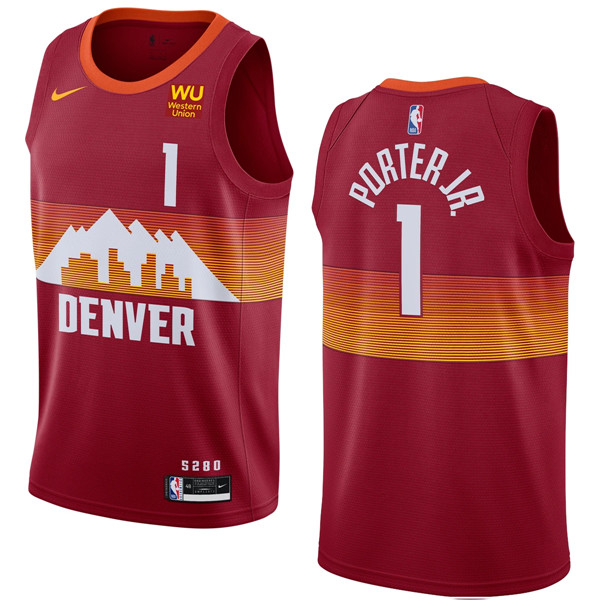 Men's Denver Nuggets #1 Michael Porter Jr. 2020-21 Red City Edition Stitched NBA Jersey Men's Denver Nuggets #1 Michael Porter Jr. 2020-21 Red City Edition Stitched NBA Jersey